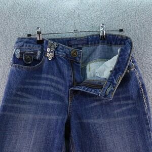 Baccini Womens Jeans Size 6 Blue‎ Denim Low Rise Bootcut Embellished Pockets